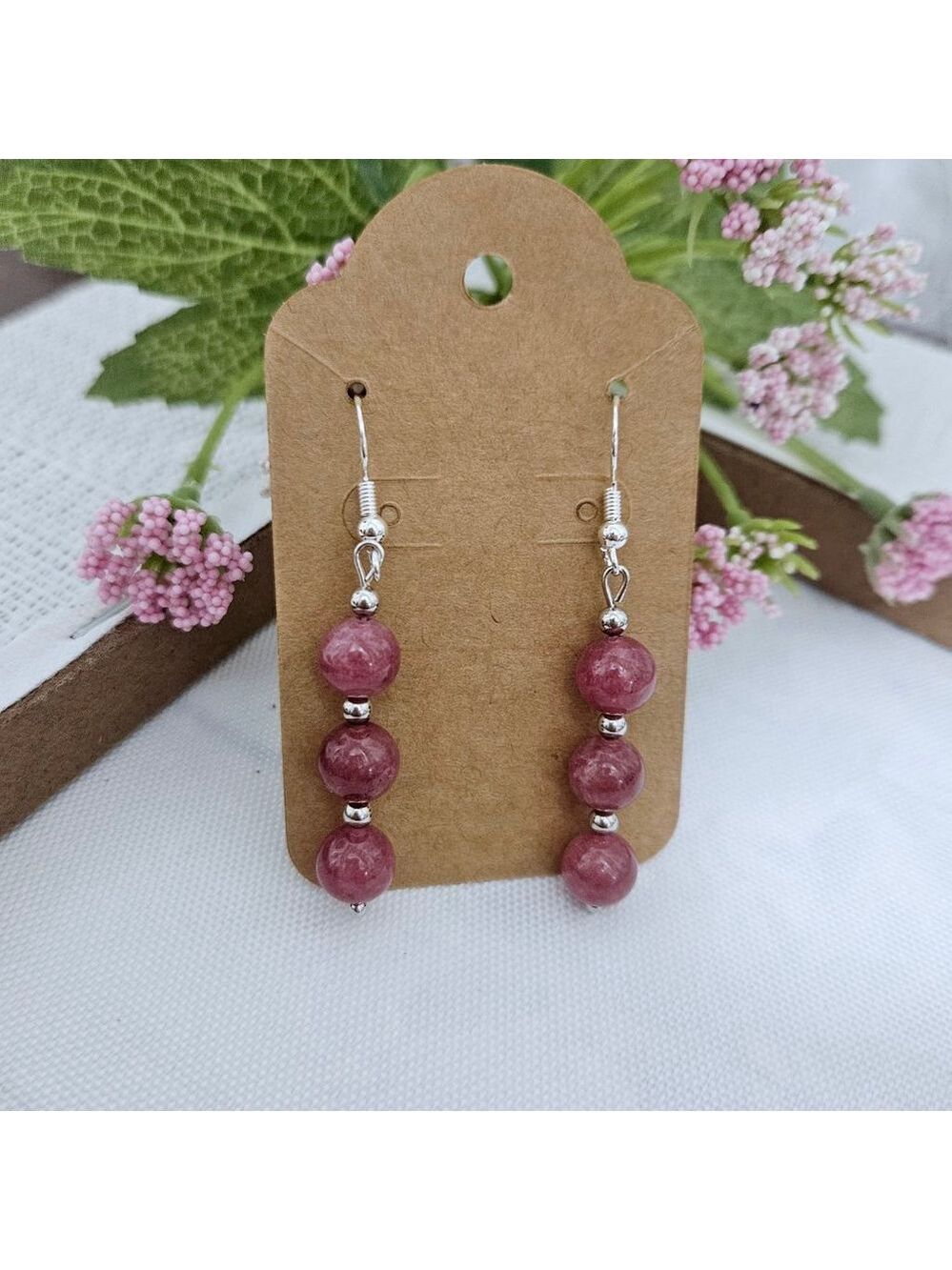 Sterling Silver Strawberry Quartz Dangle Earrings